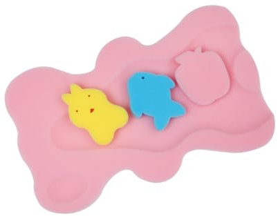 KONTONTY Rutschfeste Babybadematte aus Schwamm Sicherheitskissen für Badewanne Schnell Trocknend und Komfortabel für Neugeborene Rosa