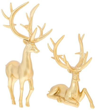 TOPPERFUN 2pezzi Statuetta Di Cervo Piccola in Resina Decorazione Da Per Interni Scultura Di Renne Decorazione Di Renne Da Modellare Per Cerimonia Del Tè