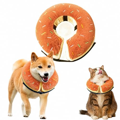 Shyllin Uppblåsbart halsband hund & katt med justerbart kardborreband, lämplig för operationer eller sårläkning, anti-läckage, Orange, XL