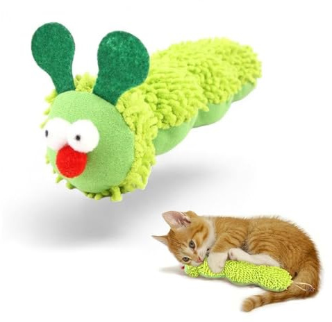 deegbbyi Kattgräs leksak, kattgräsplysch, interaktiv chenilleleksak, innehåller naturligt katze-gräs och skallralpapper, för klor, lek och tuggning (grön)