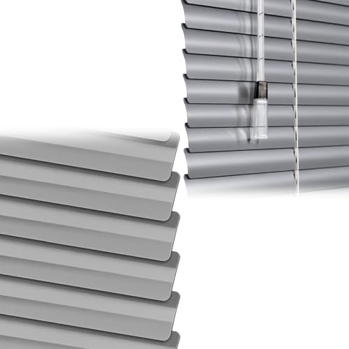 WMWZPYH Aluminum Mini Blinds, 1 Horizontal Aluminum Venetian Blinds Custom Size 10 18 22 34 58 66 68 72 76 in Wide, Cordless Light Filtering Privacy Shades for Indoor Doors Window(Silver Grey)