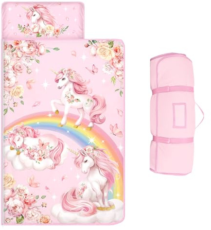 Sacco a Pelo Morbido, Nap Mat Caldo per Bambini, Tappi per le Orecchie e Coperte per Bambini, Ragazze, Ragazzi, Campeggi, Unicorno