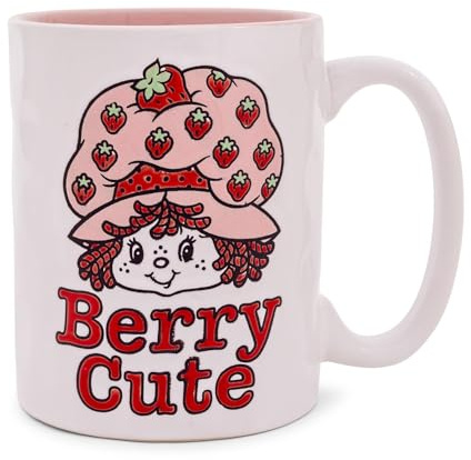 Silver Buffalo Strawberry Shortcake Berry Cute Wheel Barrow Wax Resist 17oz Ceramic Pottery Mug
