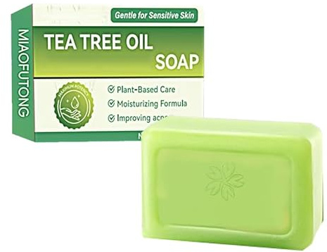 Tea Tree Oil Soap Bar for Face & Body - Deep Pore Cleansing with Coconut Oil & Witch Hazel, Purifying Foot Soap for Athlete's Foot, Body Odor, Gentle Exfoliating Bar for Men & Women (1)