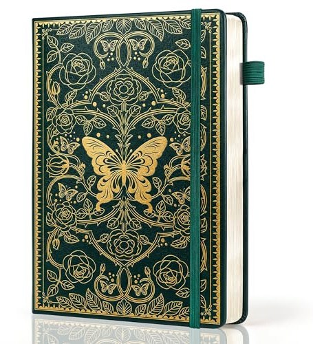 BIROYAL A5 Dotted Journal Notebook, Bullet Journal, 256 Pages, 120gsm Dotted Paper - Vintage PU Leather Cover, A5 Hardcover, With Pen Holder, Inner Pocket & Bookmark, For Note-taking, Doodling