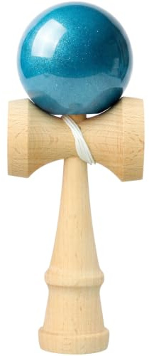Junkin Metallic Blue Kendama Toy for Beginners and Pro, the Traditional Japanese Kendama Toys,Competition Standard 7 Inch Wooden Ball and Cup Game for Skill Building Play
