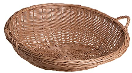 e-wicker24 Alles aus Weide Rund naturlig flätad skål, skål av vide, fruktskål av bete, pilbricka för bakverk