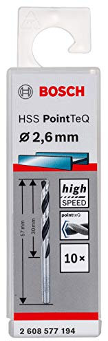 Bosch Accessories Professional 2-Piece PointTeQ HSS Twist Drill Bit (for Metal, 2.6 x 30 x 57 mm, Accessories for Drill Driver)