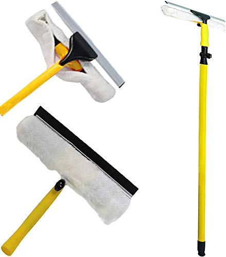 FB FunkyBuys Telescopic Window Cleaner – Removable Squeegee and Cleaning Head Windows Glass Supplies Extendable Conservatory Window Cleaner