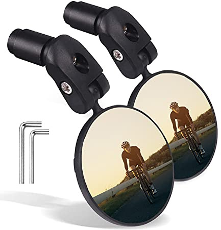 LWPITTY Bike Mirrors 2pcs Bar End Bicycle Mirrors for Handlebars - Cycling Lightweight Rear View Mirrors, Safe Rearview Mirror for Mountain Road Bike