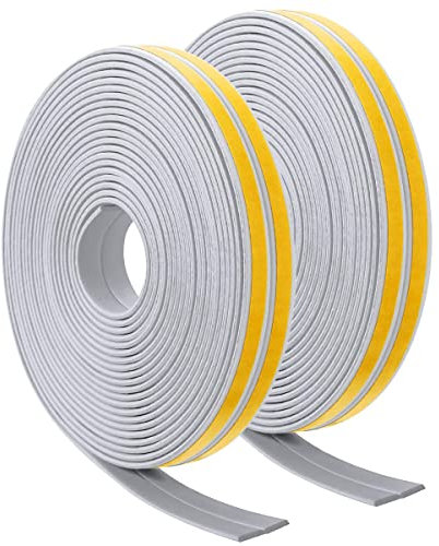 Tira de Sellado de Goma Autoadhesivo de 12 metros, Burlete de Caucho para Aislar Ventanas y Puertas, Ideal para Protección Contra el Ruido, el Polvo, la Lluvia y el Viento, Perfil en I (Gris)