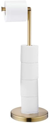 Porte Papier Toilette sur Pied Or Brossé, Support de Porte-Rouleaux de Papier avec Stockage, Porte-Papier Hygiénique Distributeur avec Réserve, Noir, Acier Inoxydable 304, SHUNLI