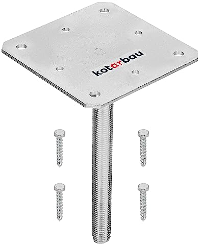 KOTARBAU® Soporte para postes de 160 x 160 mm de acero galvanizado en caliente, altura ajustable, anclaje de hormigón, base de suelo de 23 mm, para postes de madera cuadrada, montaje en postes, postes