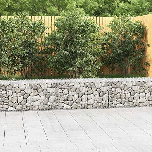 Homgoday Gabion avec couvercle en acier galvanisé 300 x 50 x 50 cm, gabions métalliques pour pierres, gabions de jardin, gabion planteur
