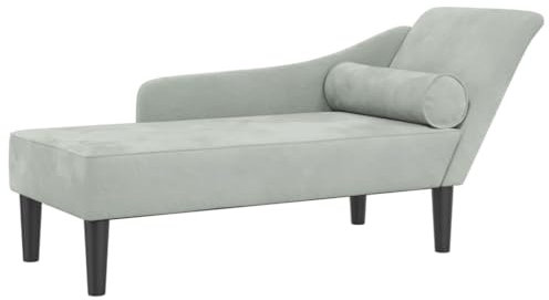 vidaXL Chaiselongue, Indoor Lounge Sofa mit Kissen, Gepolsterte Recamiere für Wohnzimmer Schlafzimmer Büro, Relaxliege Couch, Hellgrau Samt