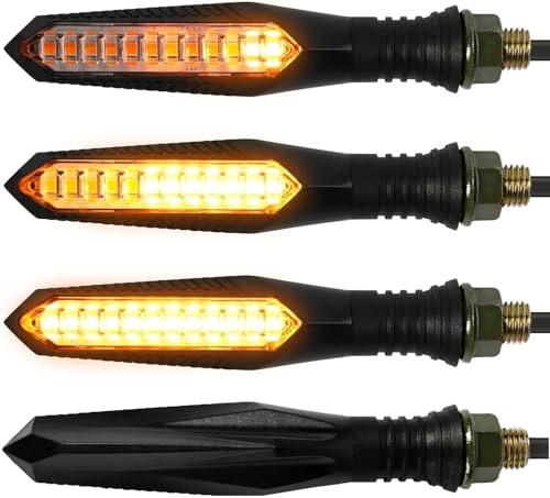 evermotor Secuencial intermitente, LED Intermitentes Homologados, 4 piezas 12 V, para motocicleta, E-mark, longitud del cable 300 mm