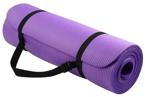 Yoga Mat 15mm Thick Exercise Mat 180x60 cm, Non Slip NBR Gym Mats, Yoga Mats for Women Men With Carry Bag and Strap, Perfect for Pilates Gym Meditation Home Gym Training Equipment (Purple)