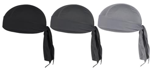 Anlising Bandana Ciclismo Hombre, 3PCS Gorro de Bandana para Hombre, Pañuelo Gorro de Pirata, Pañuelo Transpirable para la Cabeza, para Correr, Montar en Bicicleta, Hacer Deporte (3 Colores)