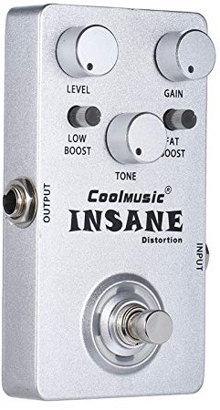 Aumotop Full Metal Shell Distortion Gitarr Effektpedal Vintage Hard Clipping Dual Gain True Bypass LED-ljus för Gitarrentusiaster Silver Metal 1 * Effektpedal