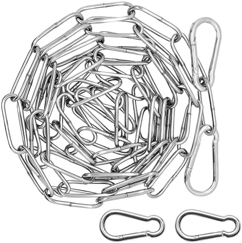 2 Rotoli Catena Acciaio Inox, Catenella in Metallo, 3 mm x 2 m Catena in Acciaio Inossidabile, Catenelle di Sicurezza per Cancelli, recinzioni, porte, biciclette, con 4 lucchetti di sicurezza