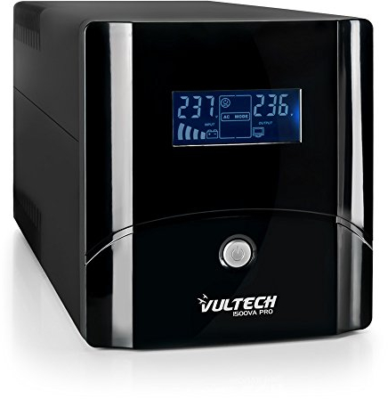 Sistema de alimentación ininterrumpida VulTech UPS1500VA-PRO Line-Interactive - Pantalla LCD - Color Negro
