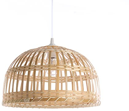 LUSSIOL Luminaria Phuket, suspensión bambú, 60 W, natural, ø 40 x 22 cm