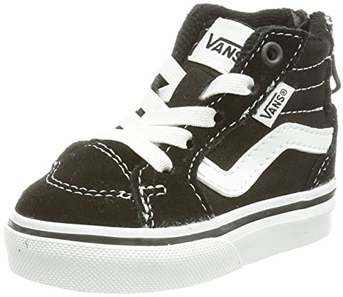 Vans Mixte enfant Filmore Hi Zip Suede/Canvas Basket, Toile en Daim Noir et Blanc, 21.5 EU