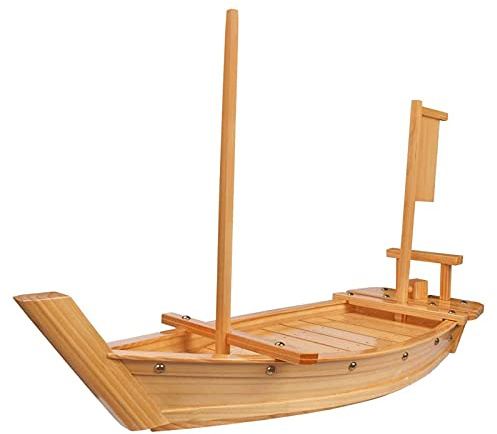 WINIAER Wooden Sushi Boat Serving Tray, 31.5 inch Sushi Plate for Restaurant Plates Commercial, Extra Large Sushi Tray Serving Boat Plate for Restaurantware or Home