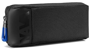 NAVA DESIGN - Astuccio Portapenne con Chiusura a Zip, Colore Nero/Blu Cobalto - Dimensioni 8 x 21 x 5 cm