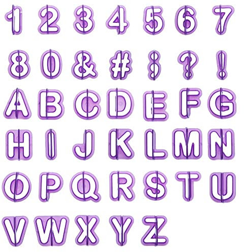 Set di 40 taglierine per fondente per lettere, numeri e forme di punteggiatura, accessori per modellare, per decorare torte