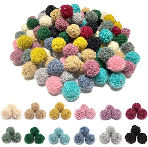 120 Stücke Pompons zum Basteln, BetterJonny 2cm Pompom Bälle Kleine Bommeln Bunte Bommeln Bälle Mini Pompons Flauschigen Plüsch Bälle Pom Pom Set für DIY Kreative Handwerk Herstellung, 12 Farben