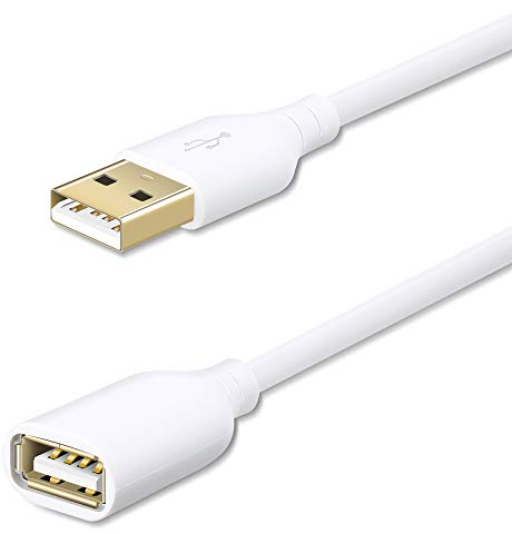Fasgear 16.5ft/5m USB 2.0 Extension Cable,A Male to A Female Charging and Syncing USB Extender Cord for CCTV Security Camera/Webcam/Flash Drive/Hard Drive/Mouse/Printer/USB LED Light(White)
