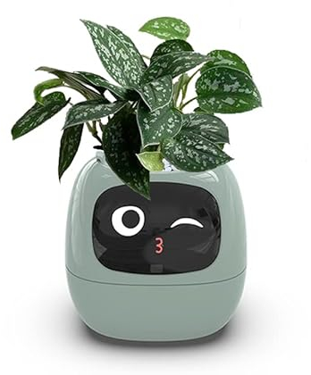 Itigoitie Smart Flowerpots,Smart Pet Planter,Ai Planter,Intelligent Flowerpots,Multiple Expressions,7 Smart Sensors, and Ai Chips Make Raising Plants Easy and Fun for Living Room,Plant-Free(Green)