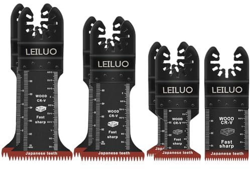 LEILUO 7Pcs Multitool Blades Wood, Japanese Teeth Multi Tool Blades | CRV Multitool Blades, Deep Cut, Oscillating Tool Blades, Compatible with DeWalt, Makita, Milwaukee, Ryobi, Dremel & More