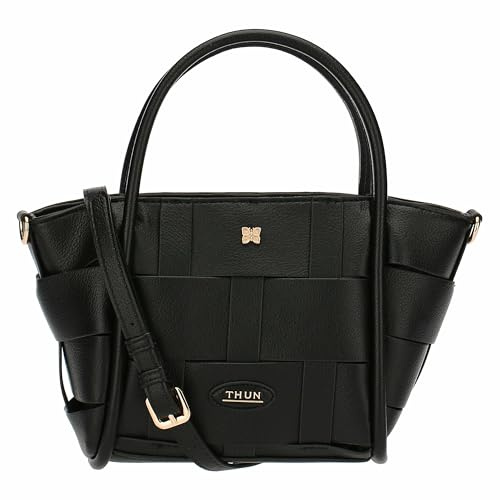 THUN - Borsa Intreccio in ecopelle, nero, piccola