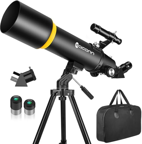 Teleskop für Erwachsene, 90 mm Blende, 600 mm Refraktor-Teleskop für Kinder und Anfänger, Teleskope für Erwachsene, Astronomie mit Handtasche und Handy-Adapter