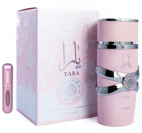 Yara Parfum Original 100 ml, arabischer Langzeitduft für Frauen, importiert aus Dubai, mit nachfüllbarem Zerstäuber 5 ml, floraler und sanfter Duft (Yara)