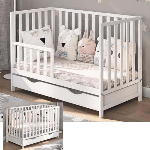 Generico Letto per bambini Lulu con materasso cassetto e kit di conversione 120x60 cm – cresce insieme al vostro bambino