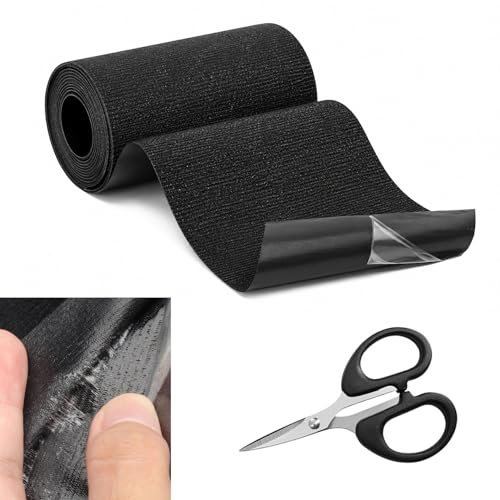 1 PzNastro Adesivo per Tessuti, 10 cm x 2 m Nastro Telato Nero, Nastro Tessile per Riparazioni Divani in Tessuto, Tende da Sole con Cerniera, Sedie, Mobili, Piumini, Tende in Rela e altro ancora.