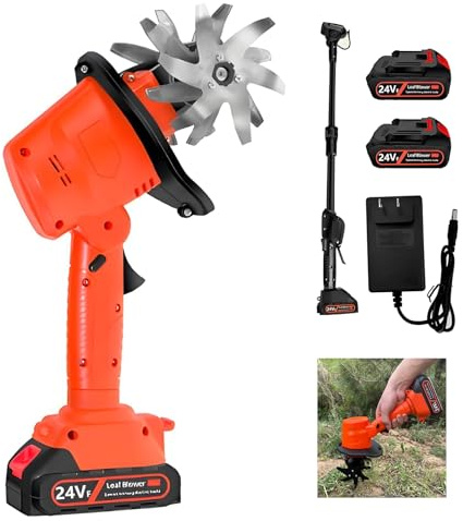Motozappa Elettrica, Motozappa a Batteria con 2 x 1500mAh Batteria, 235 RPM, 4 Lame in Metallo, Interruttore a Doppia Sicurezza, Larghezza e profondità 10 cm, per Giardinaggio e Coltivate
