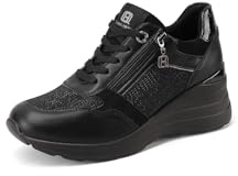 QUEEN HELENA Sneakers con Zeppa Scarpe da Ginnastica Alte Donna X33-30 (Nero, Sistema Taglie Calzature EU, Adulto, Donna, Numero, Media, 35)
