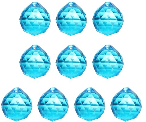 YELARXI Prismi a sfera di cristallo, acchiappasole da appendere, 18 mm, confezione da 10, colore: blu lago, adatto per esterni, interni, finestre, decorazioni fai da te, Feng Shui, lampadari