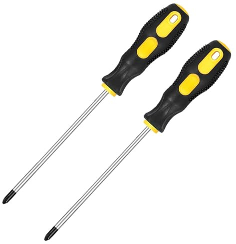 Fixinus 2Pcs Phillips Screwdrivers, Magnetic 6 Inch Shaft Non-Slip Grip Screwdriver PH2 Cross Head 6mm Tip Screwdriver