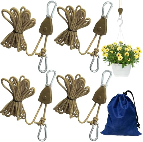 TZEKING 4 stycken 4 mm justerbar repspärrar, 4 m spännlinor med repspännare, justerbar spärrhake hängare, tältsnöre med förvaringsväska, reflekterande spännrep för solsegel