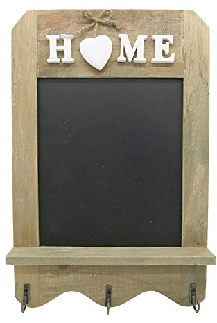 Elegante lavagna in stile vintage - lavagna decorativa con ganci e ripiano - lavagna decorativa in stile casa di campagna - lavagna in ardesia dimensioni 33 x 22 cm