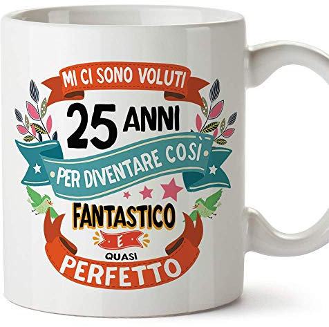 Mugffins Tazza 25 Compleanno -Idee Regali Anniversario Originali per Lui/per Lei