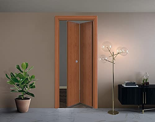 Porta interna a libro in laminato Ciliegio porta pieghevole con serratura Finitura Ottone 80X210