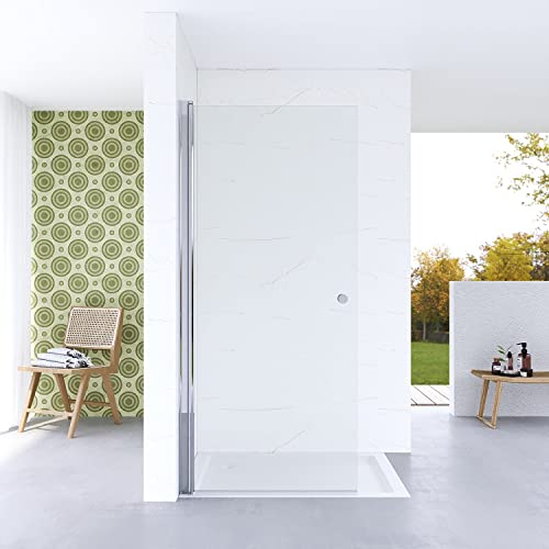 Walk in Duschwand Glas 85 x 187 cm mit Drehtür Duschabtrennung Begehbare Dusche Duschtrennwand aus Sicherheitsglas (ESG) 5 mm | Öffnungsseite OHNE Magnetprofil