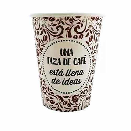 Genérico 50 Vasos Desechables de Cafe para Llevar. 200 ml. 7oz. Tazas de Papel. de Cartón. bebidas frías y calientes.eco. Reutilizable. Ecológico.