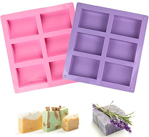 Seifenformen Silikon, 2 Stück Seifenform Rechteckig, Silikonform Seife, Silikonformen Seife, Seifen Silikonform, Silikonformen Gießformen Seife, Soap Mold für DIY Handwerk Seifenherstellung